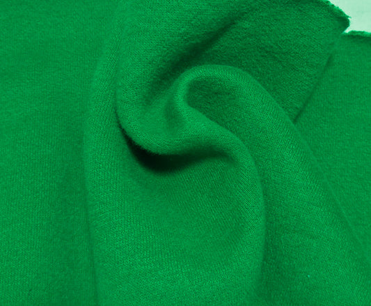 green otton sweatshirt fleece brushed knit fabric by the yard for hoodies, sweatshirts, zip ups, blankets
