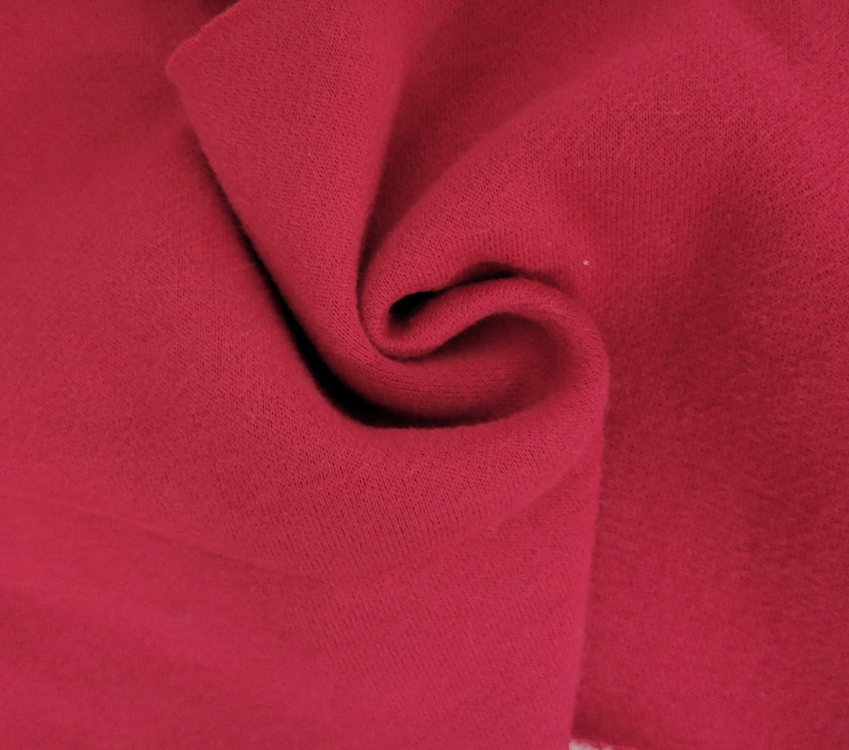 red cotton sweatshirt fleece brushed knit fabric by the yard for hoodies, sweatshirts, zip ups, blankets