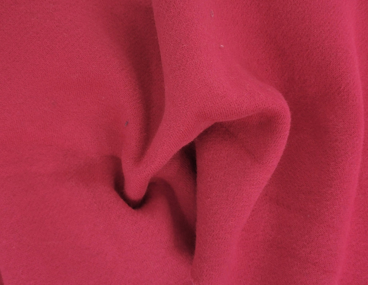 Dark Red Cotton Blend Sweatshirt Fleece Knit Fabric 300GSM