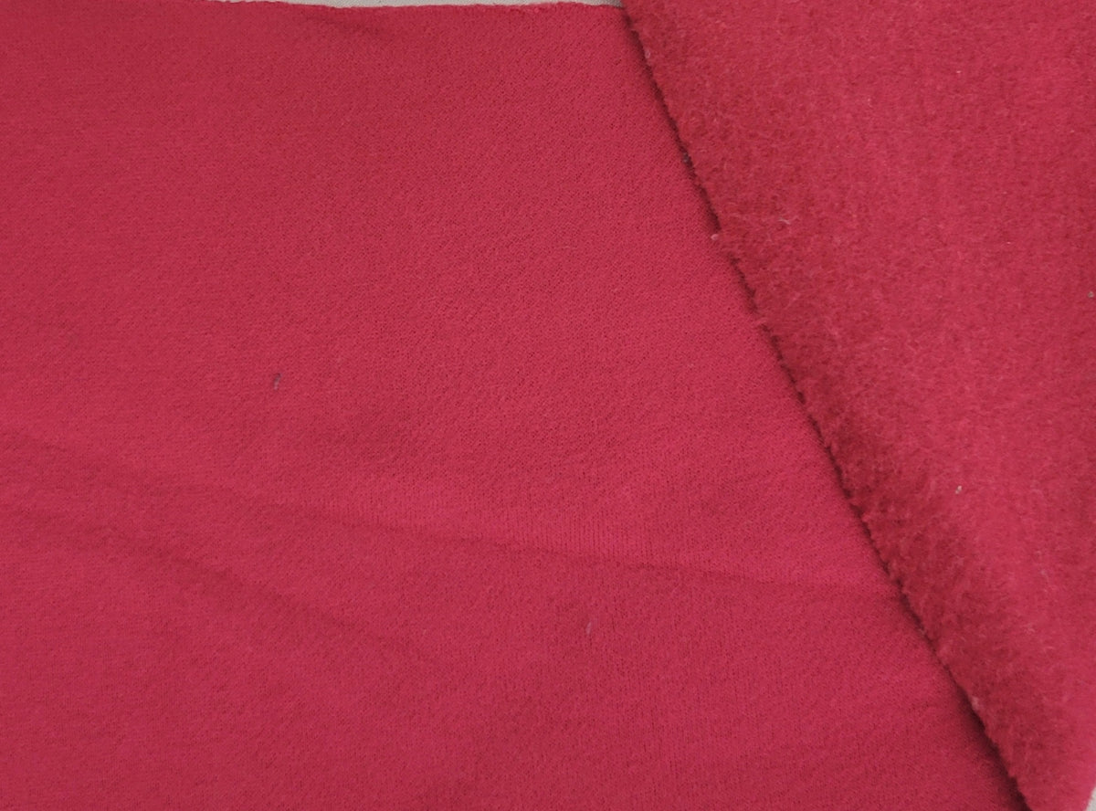 Dark Red Cotton Blend Sweatshirt Fleece Knit Fabric 300GSM