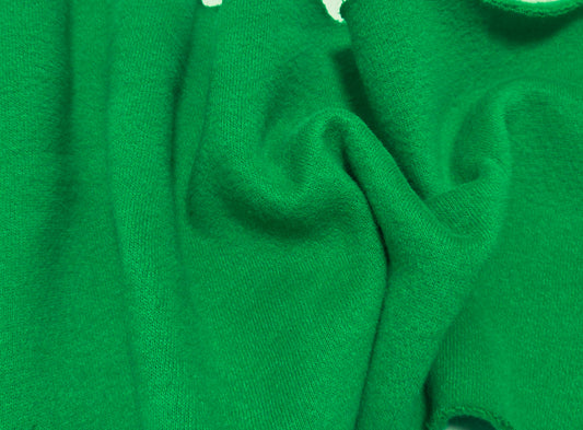 Green Cotton Blend Sweatshirt Fleece Knit Fabric 310GSM