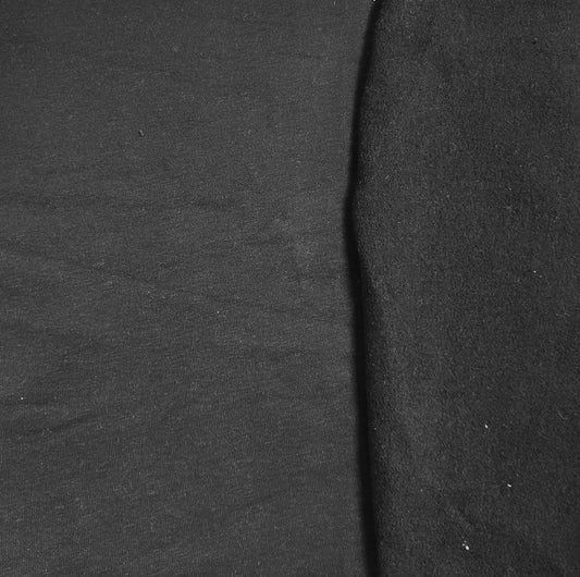 Black Cotton Blend Sweatshirt Fleece Knit Fabric 270GSM