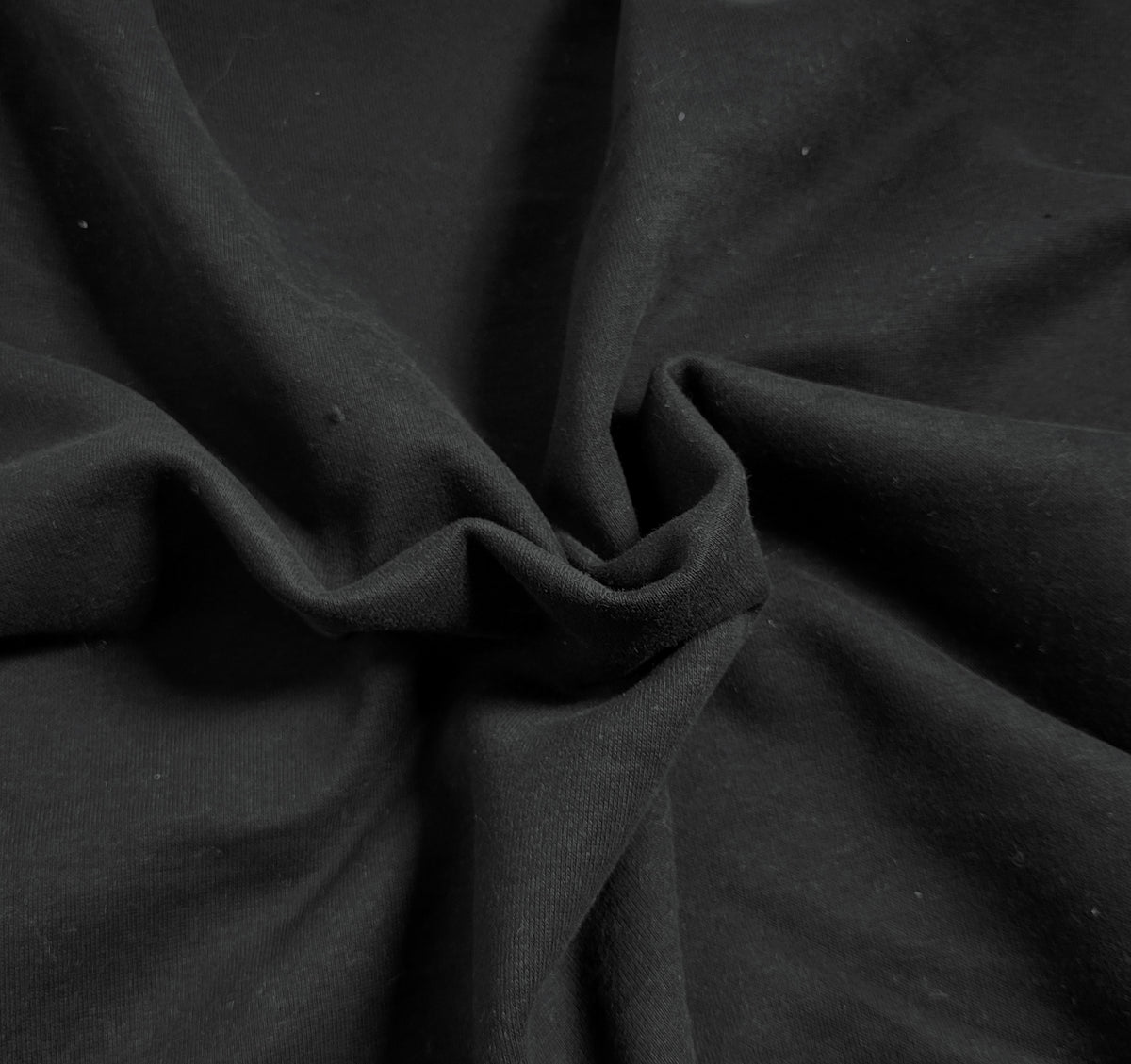 Black Cotton Blend Sweatshirt Fleece Knit Fabric 270GSM