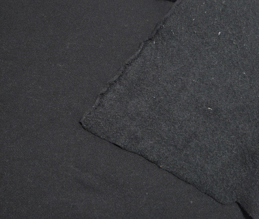 Black 100% Cotton Sweatshirt Fleece Knit 390GSM