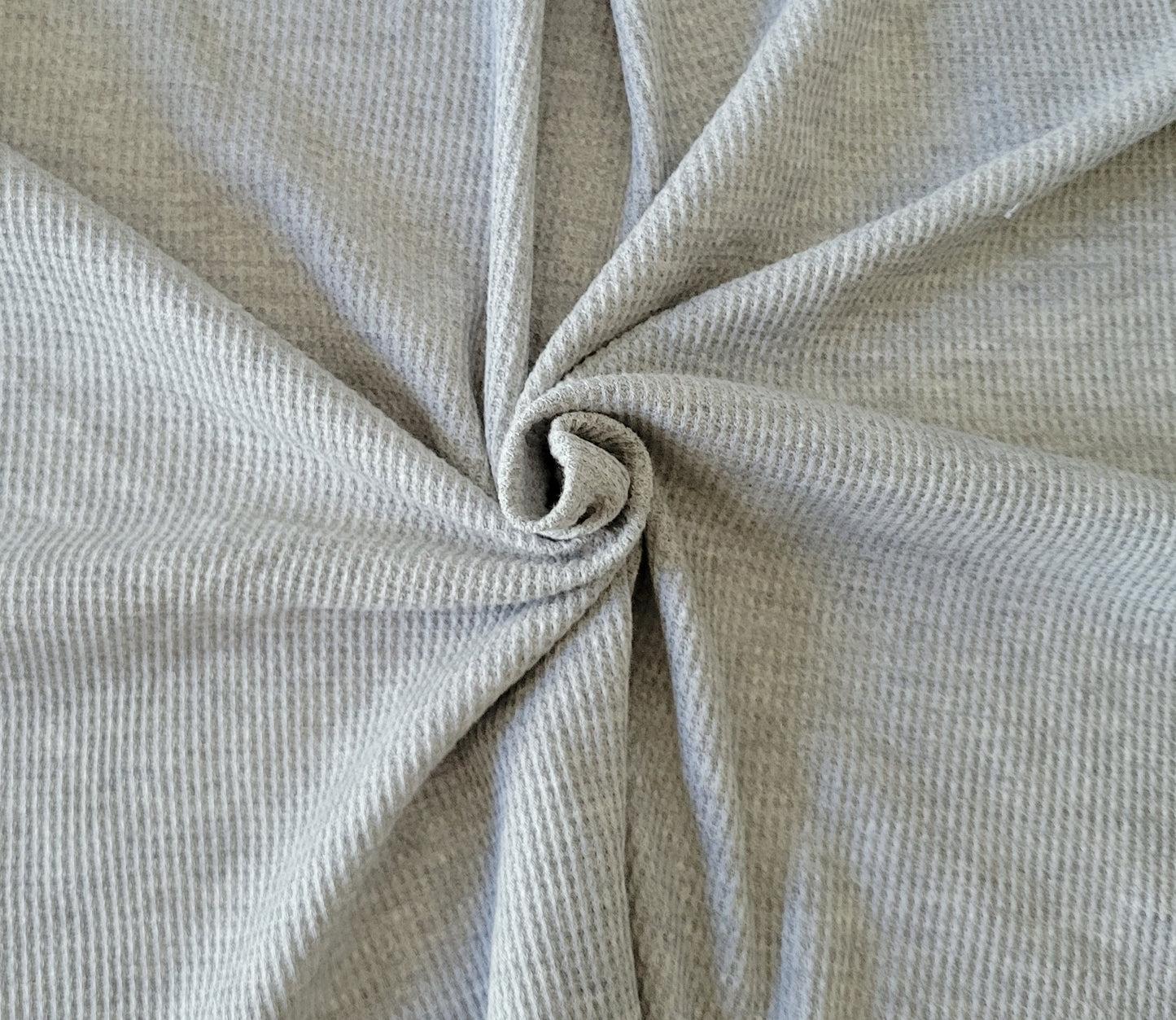 heather gray cotton thermal knit fabric with waffle weave