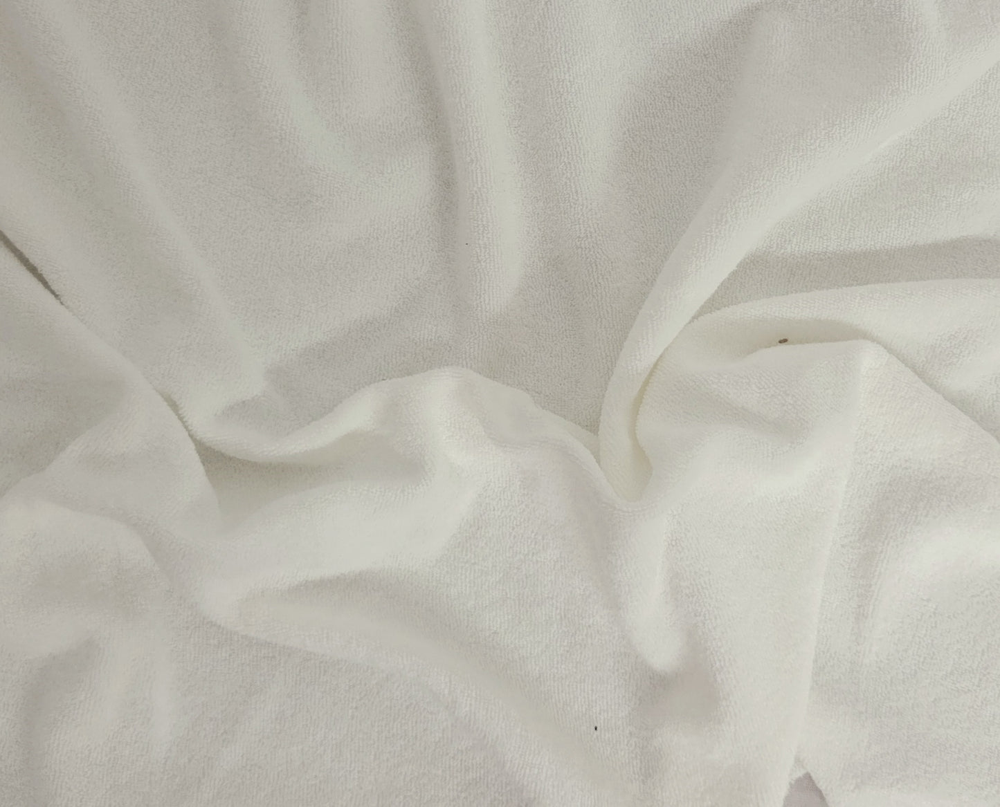 White Cotton Blend Loop Terry Knit