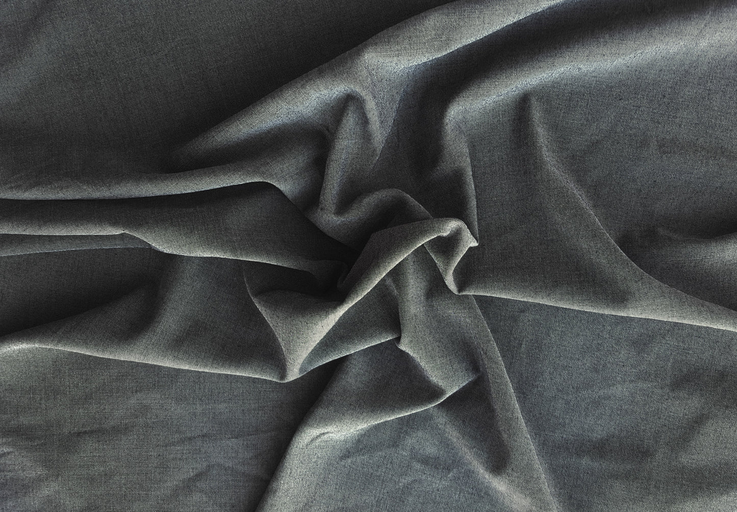 Two Tone Black Gray Cotton Stretch Poplin Fabric