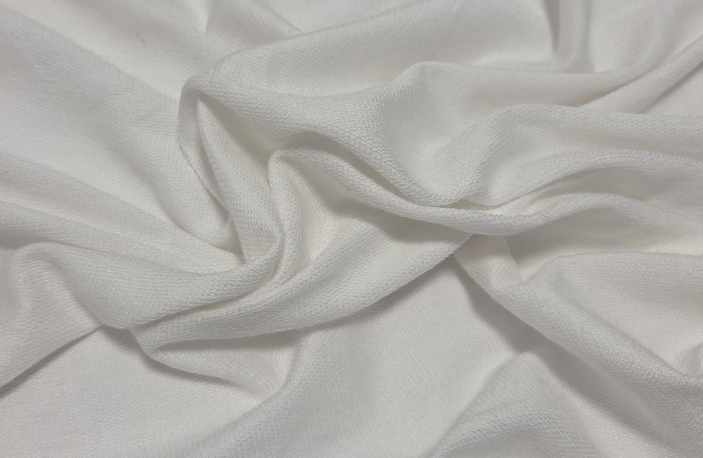 white bamboo looped back french terry knit fabric
