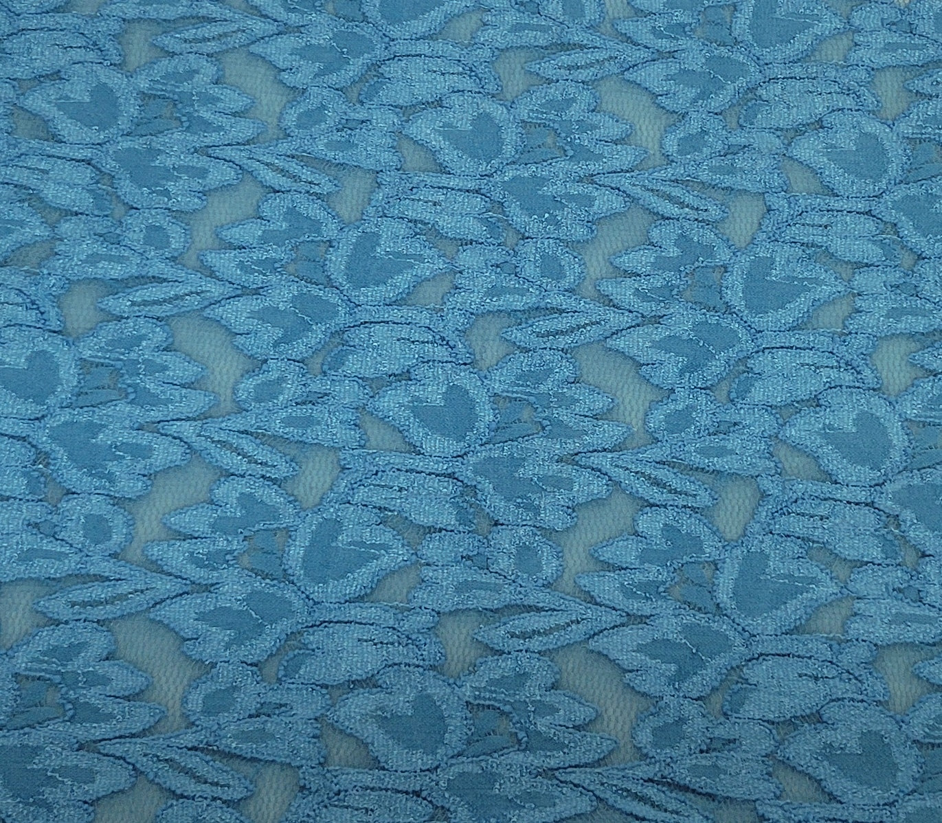 Blue Nylon Spandex Floral Lace