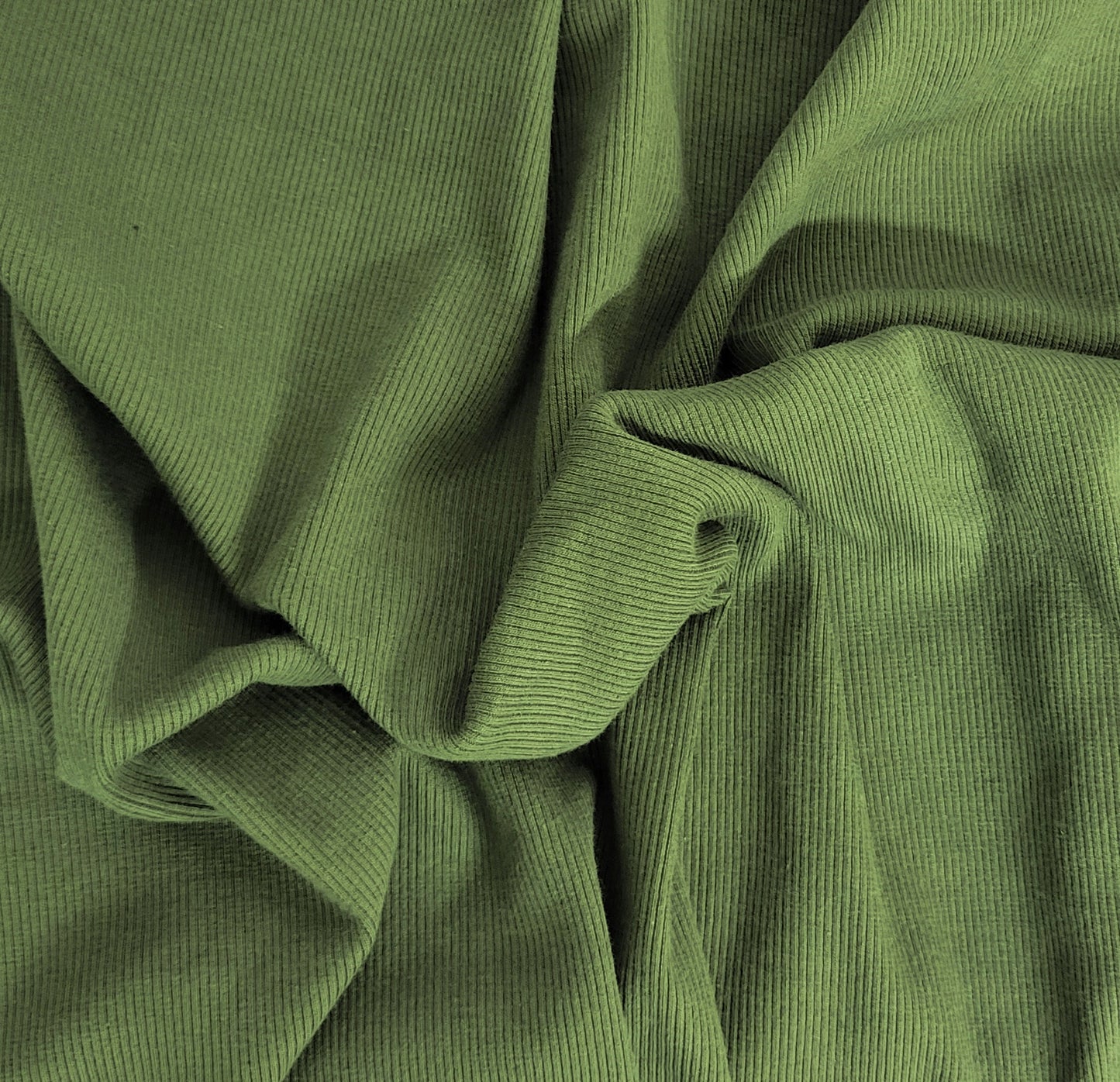 Olive Combed Cotton Spandex 2x1 Rib Fabric