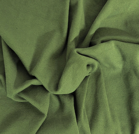 Olive Combed Cotton Spandex 2x1 Rib Fabric