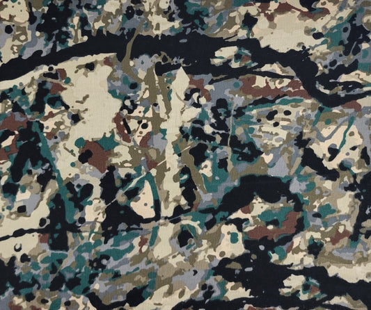 2x1 Rib Knit Cotton Spandex Camouflage Print Fabric