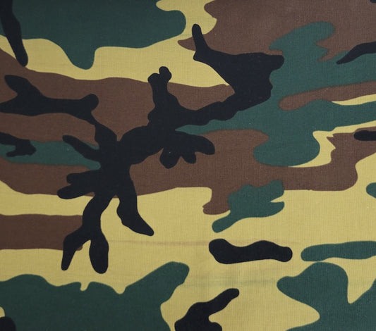 2x1 Rib Knit Cotton Spandex Camouflage Print Fabric