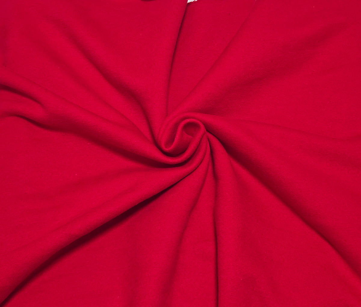 christmas bright red sweatshirt cotton fleece knit fabric for hoodies, zip up, blanket, costume