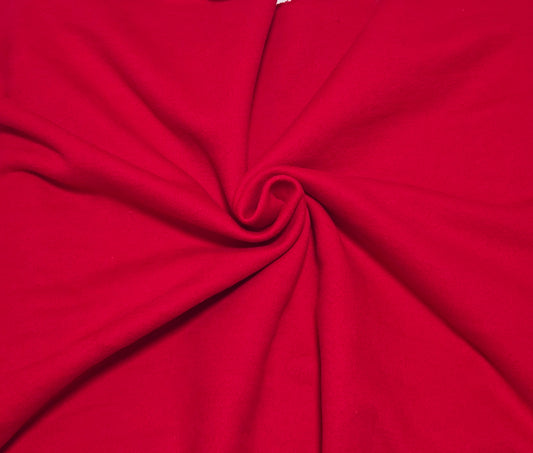 christmas bright red sweatshirt cotton fleece knit fabric for hoodies, zip up, blanket, costume