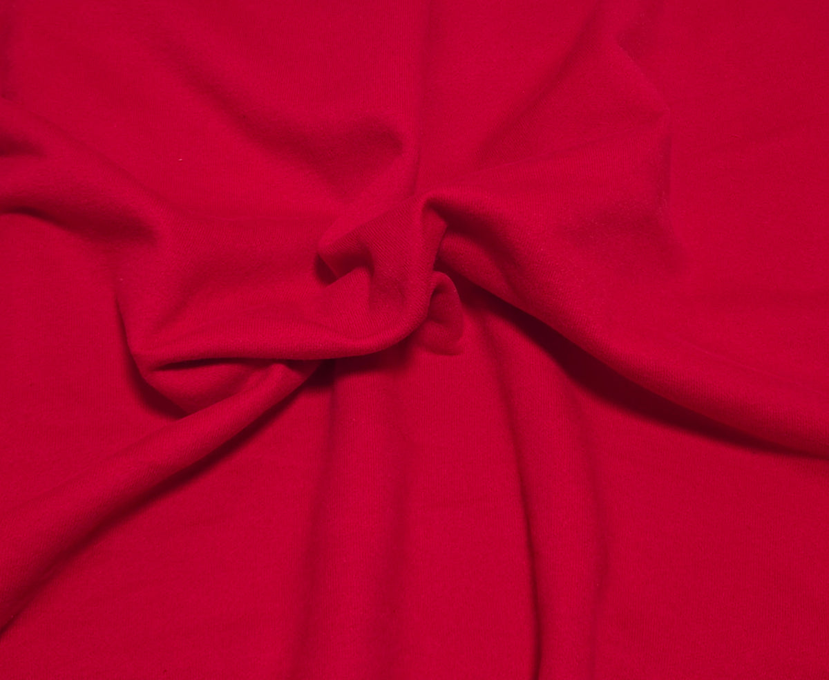 Christmas Red Cotton Blend Sweatshirt Fleece Knit 300GSM