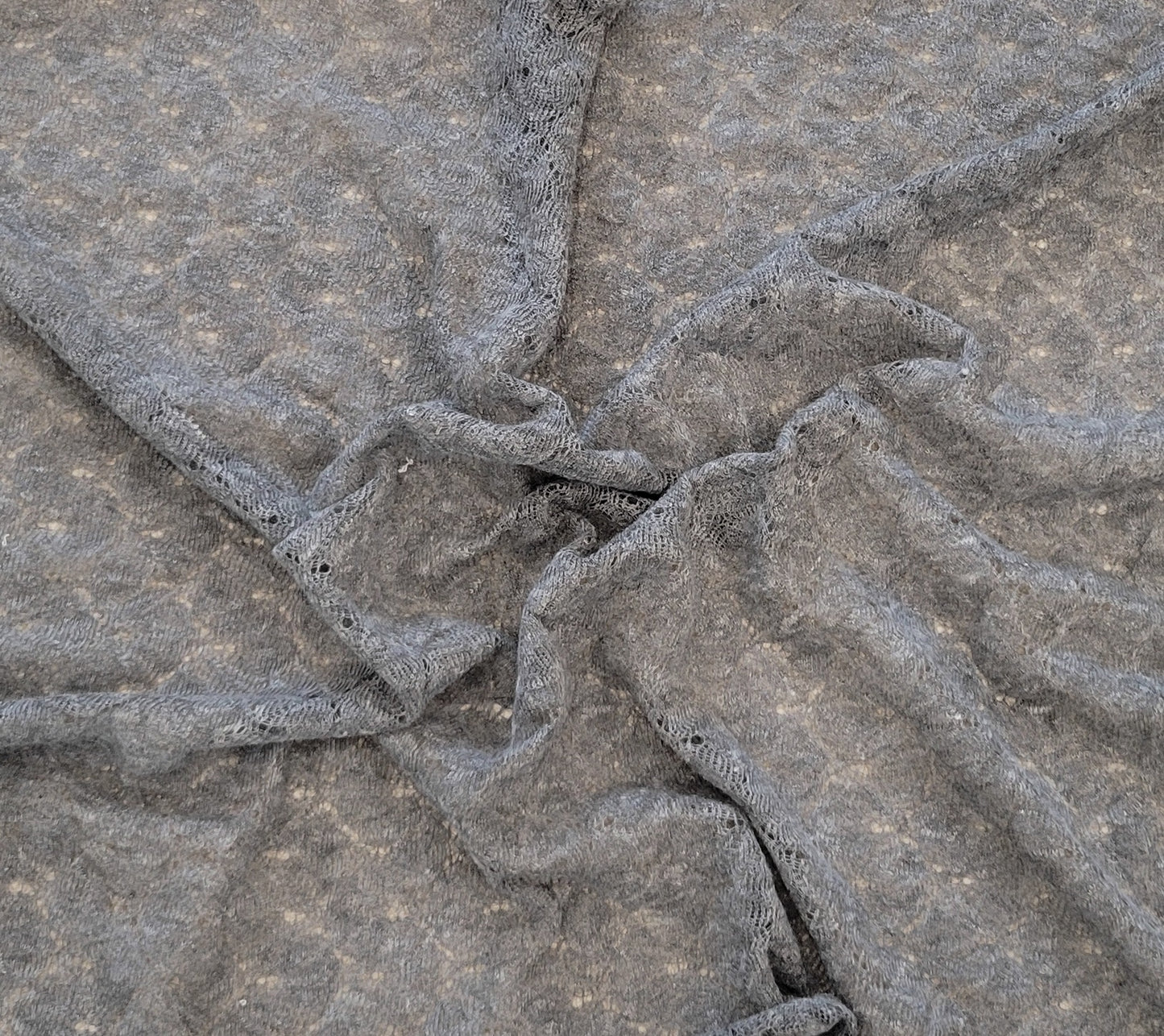 Gray Cotton Crochet Knit Lace