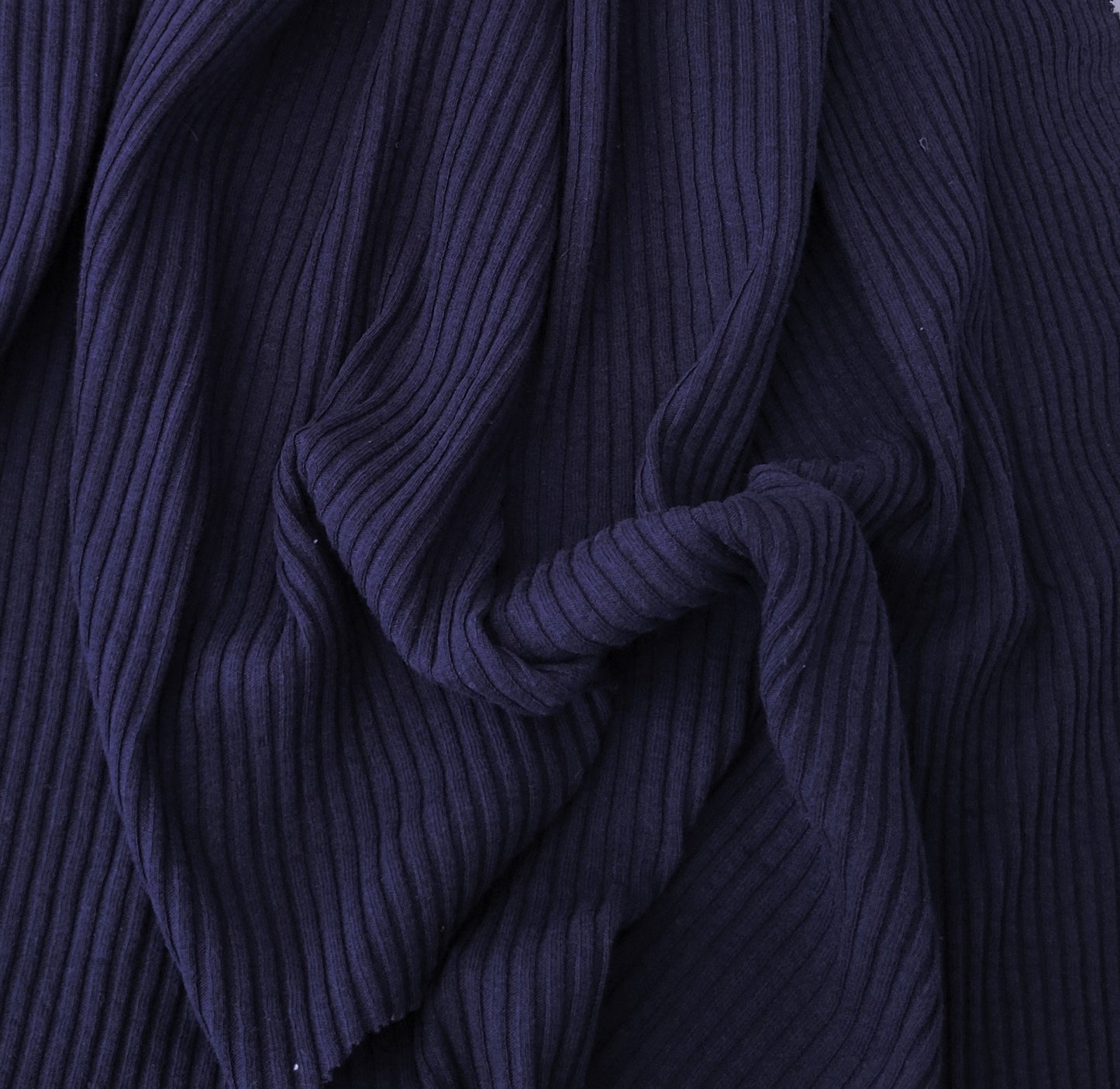 Navy 4x4 Rib Knit Cotton Spandex