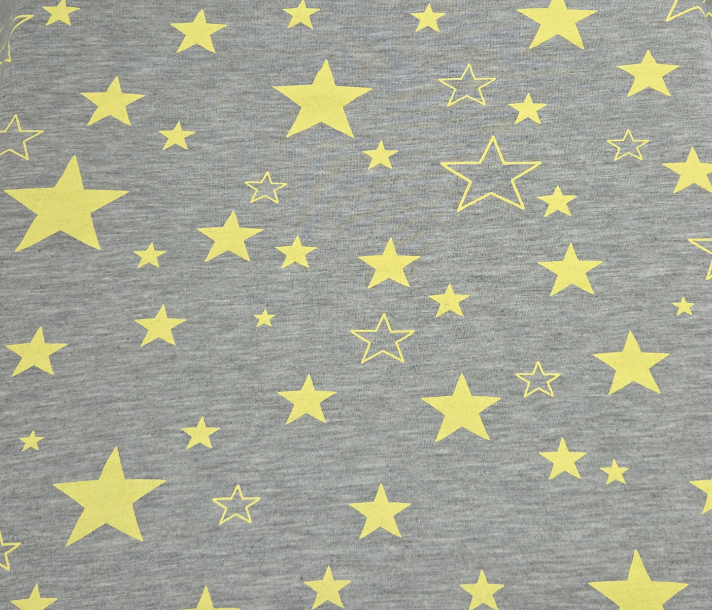 Yellow Star Print on Heather Gray French Terry