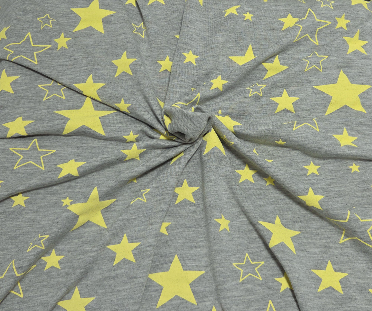 Yellow Star Print on Heather Gray French Terry