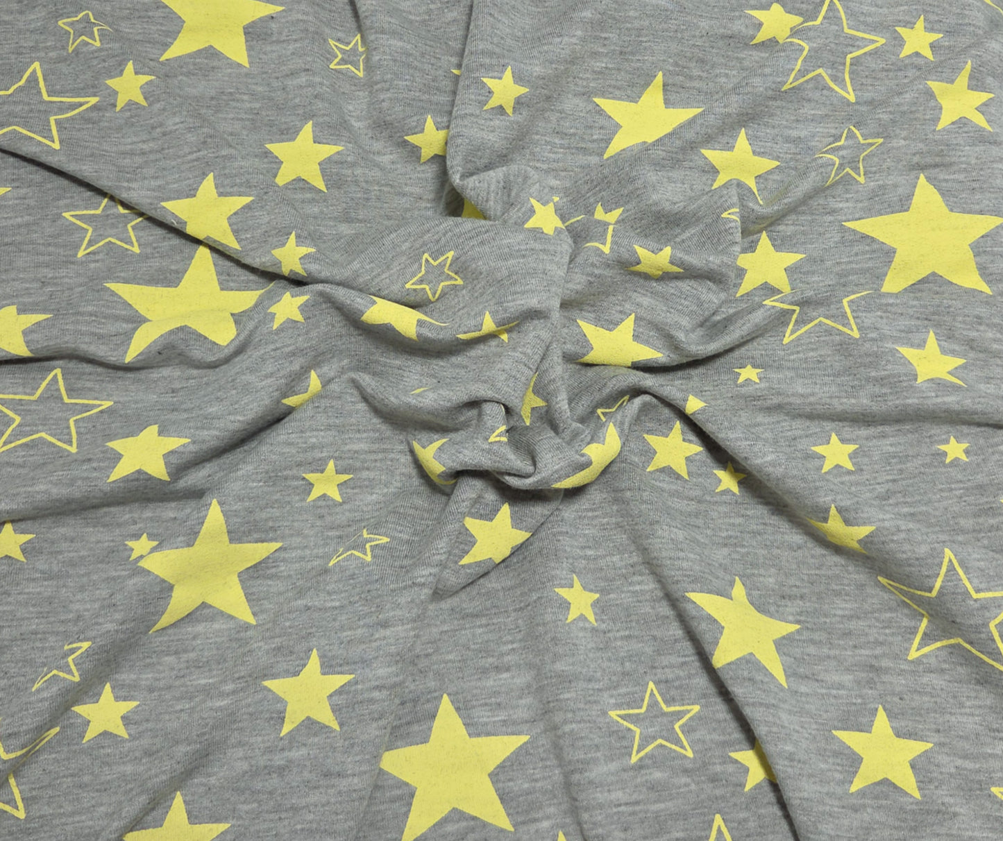 Yellow Star Print on Heather Gray French Terry
