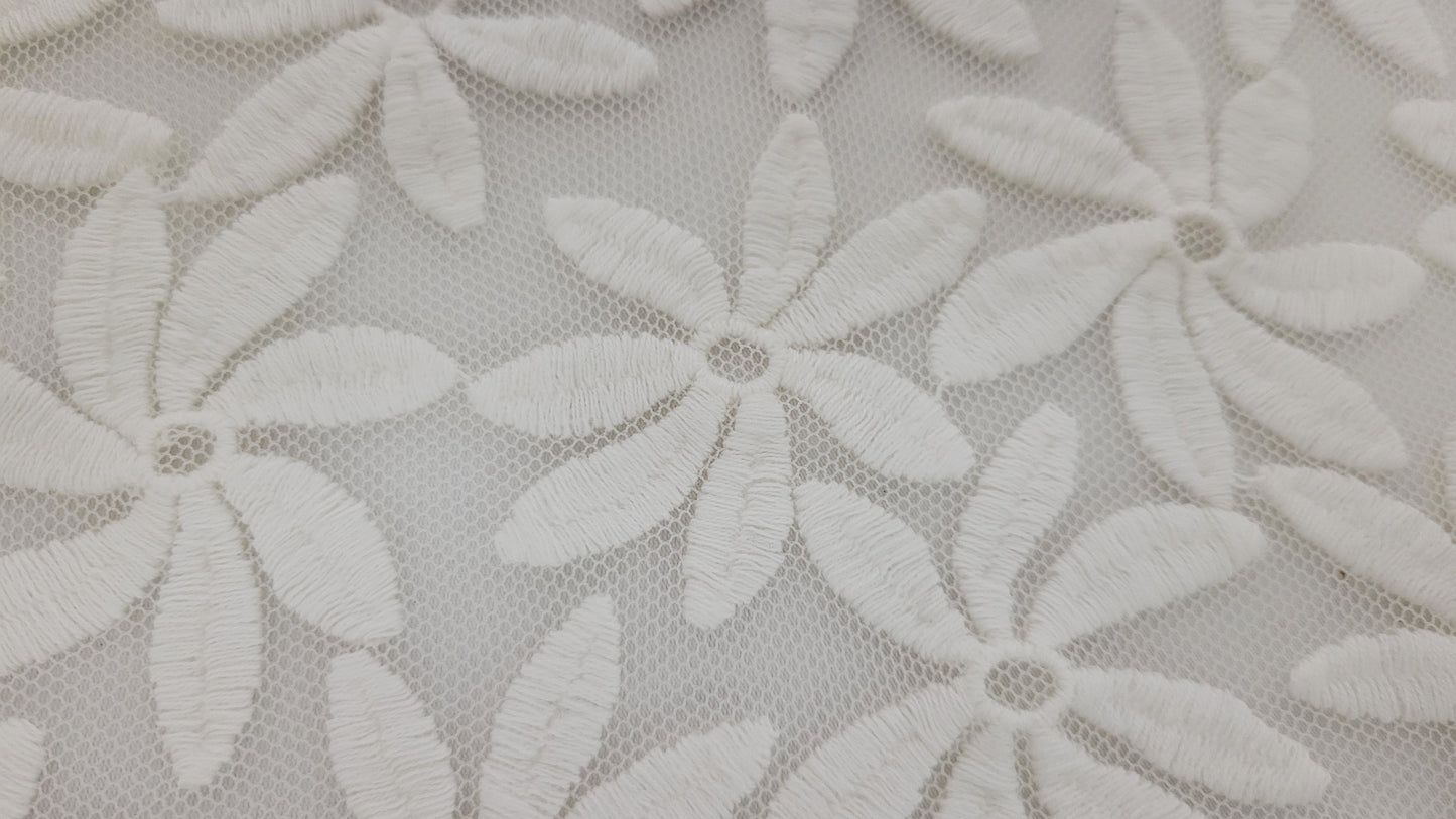 Ivory Cotton Nylon Flower Lace