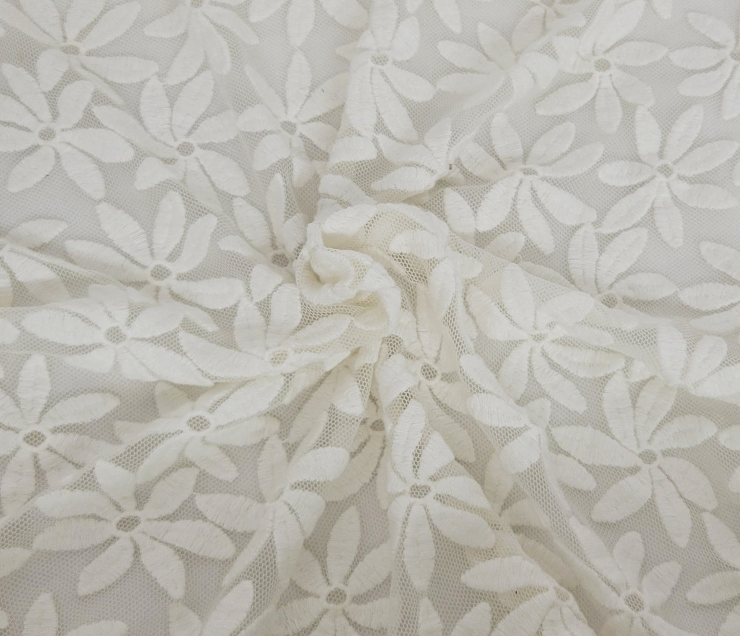 Ivory Cotton Nylon Flower Lace