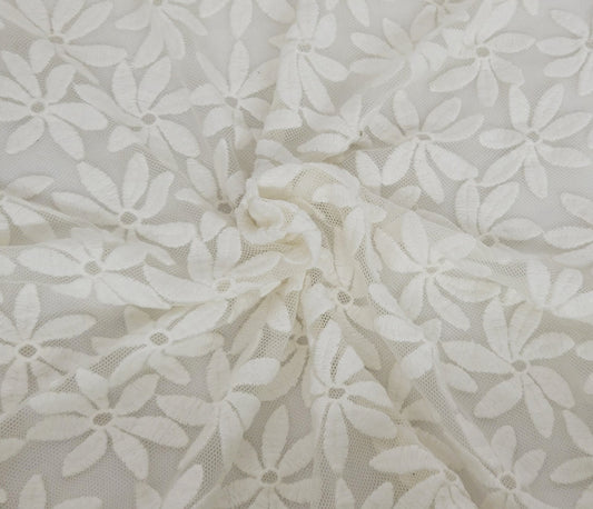 Ivory Cotton Nylon Flower Lace