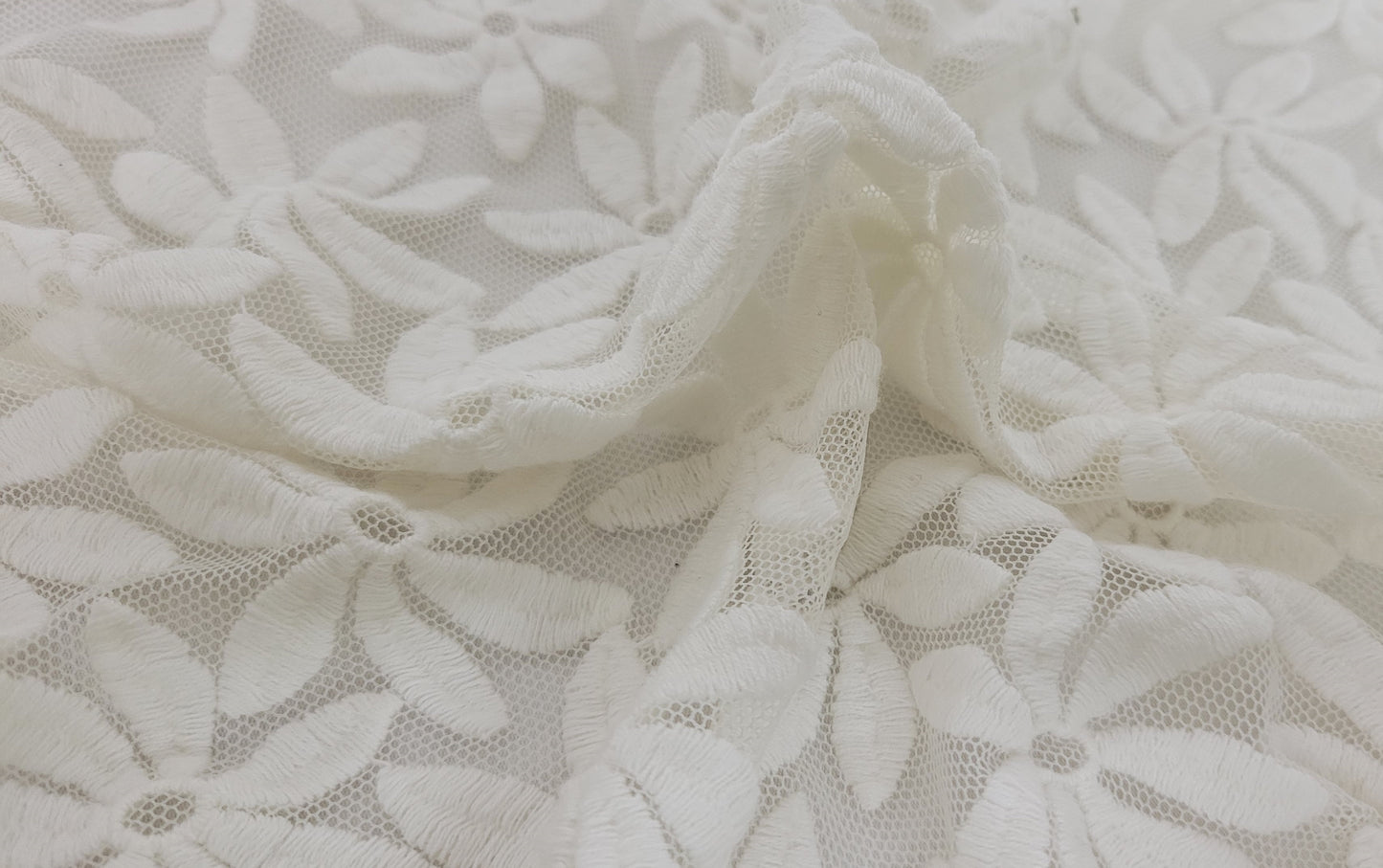 Ivory Cotton Nylon Flower Lace