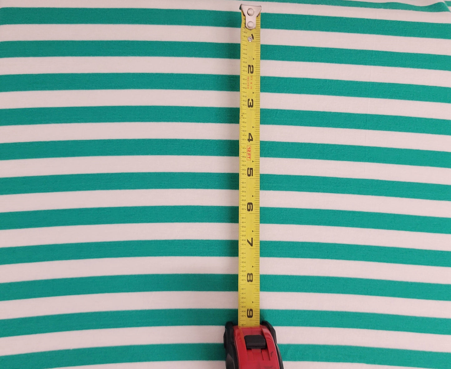 Green White 1/2" Stripe Modal Spandex Print Jersey Fabric