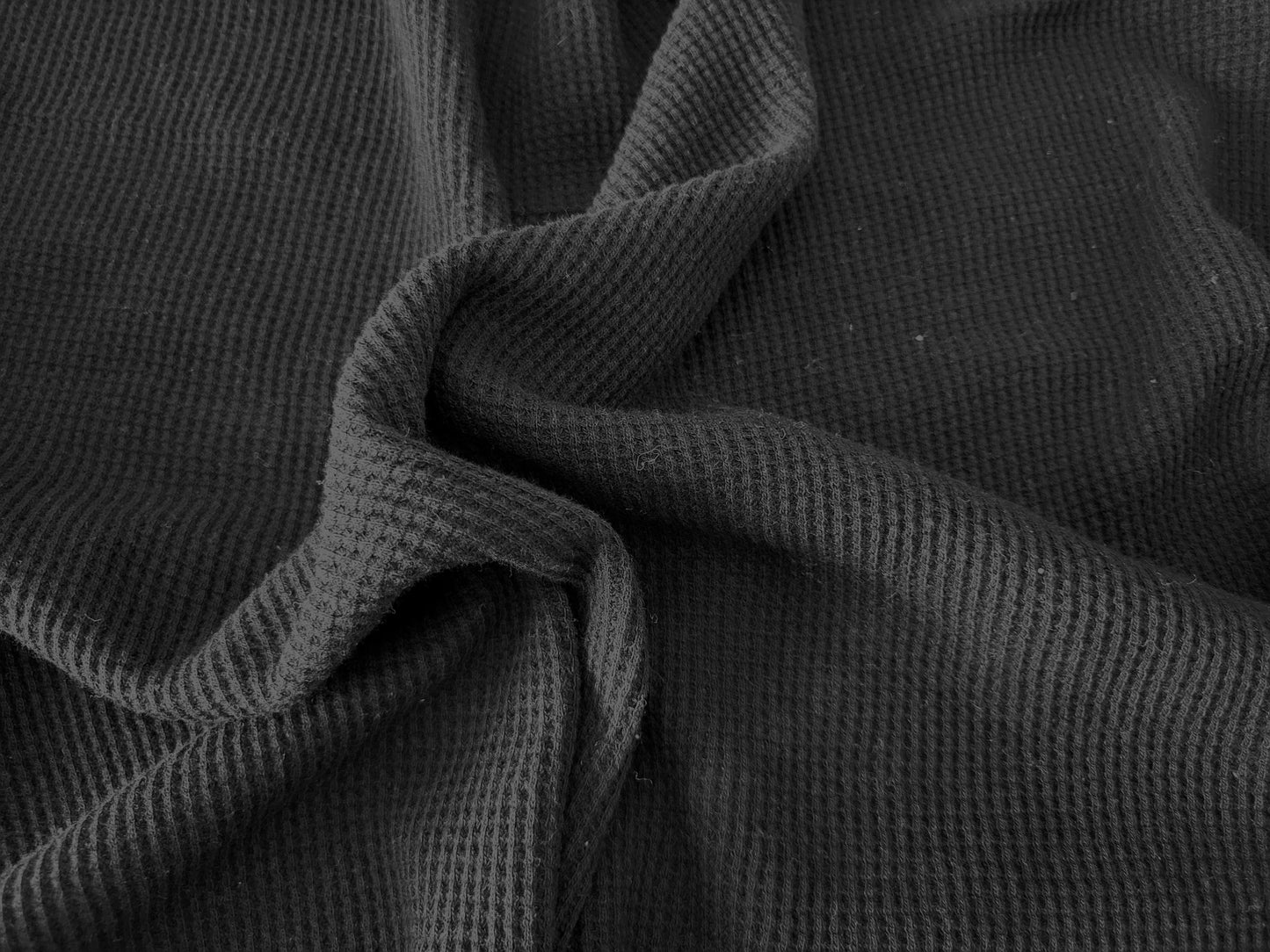 Prewashed Cotton Thermal Knit Fabric Black 260GSM