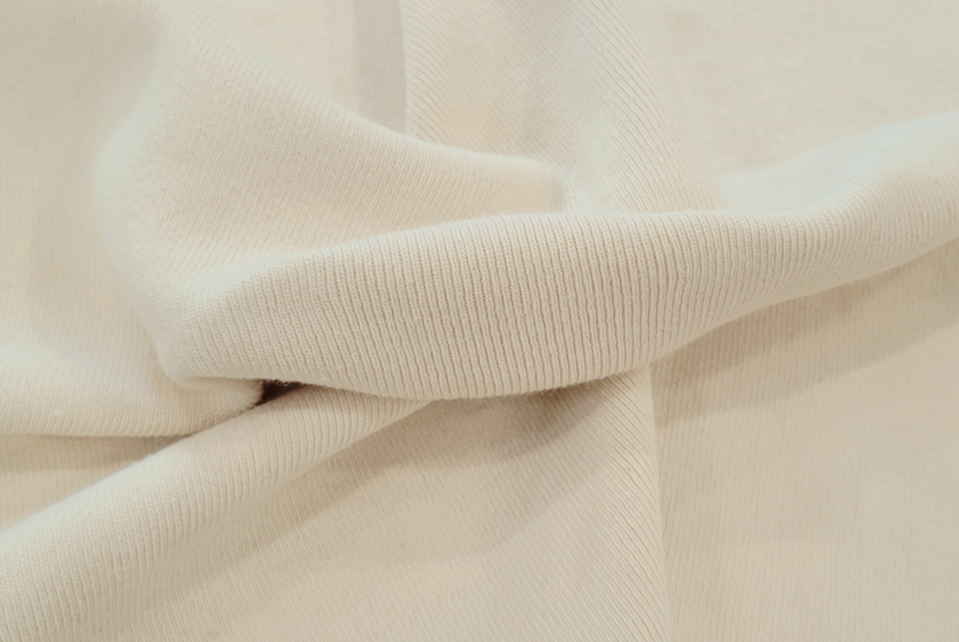 Natural Cotton Spandex 1x1 Rib Knit 600GSM Fabric Made in USA By Yard ...