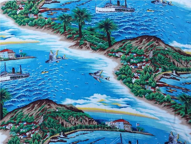 Beach Print Rayon Challis Fabric