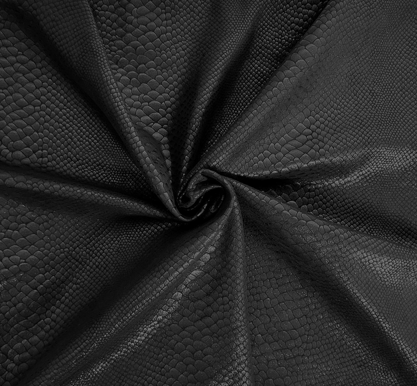 Black Crocodile Skin Print Stretchy Vegan Soft Leather