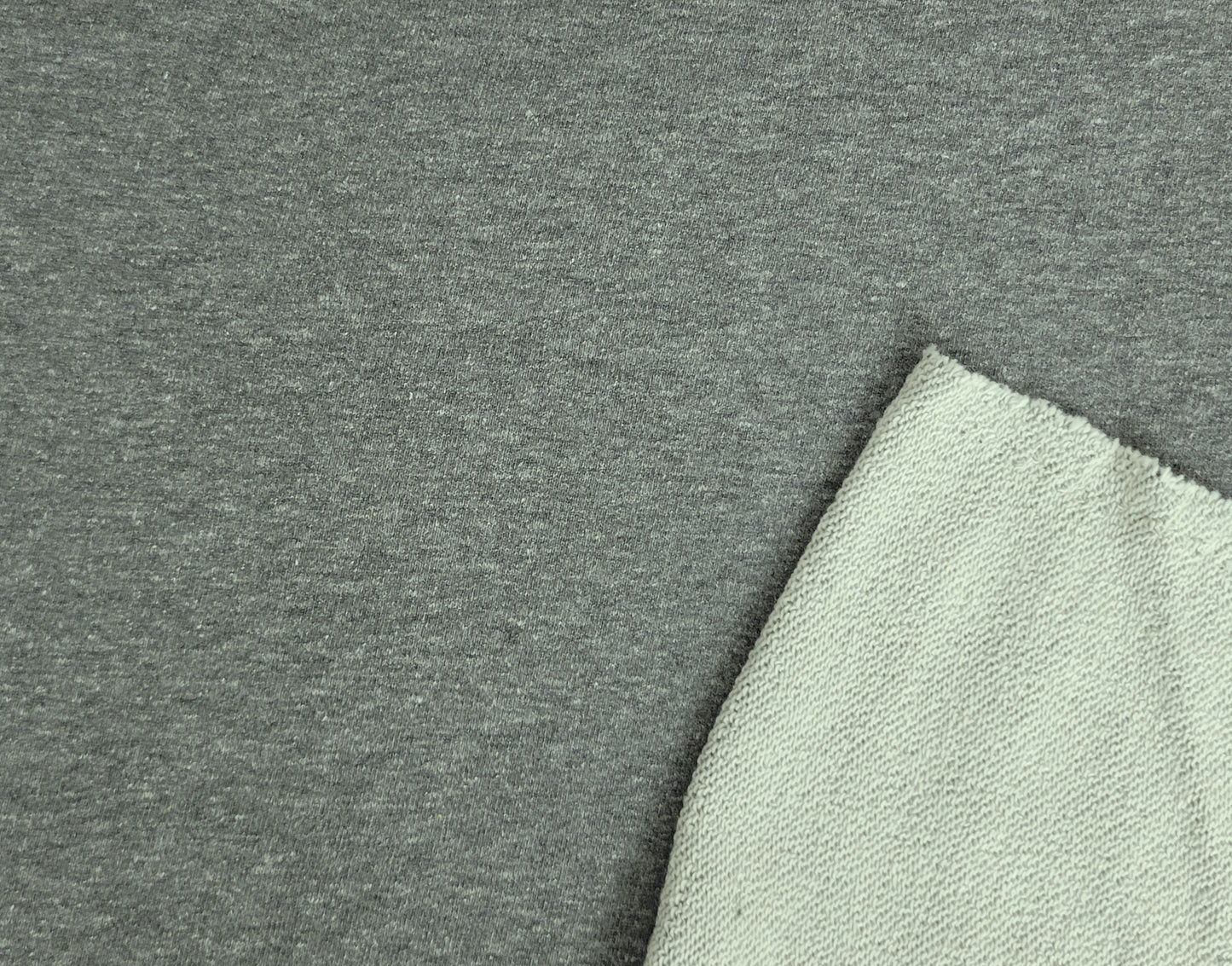 Dark Heather Gray Tri Blend French Terry Knit 340 GSM
