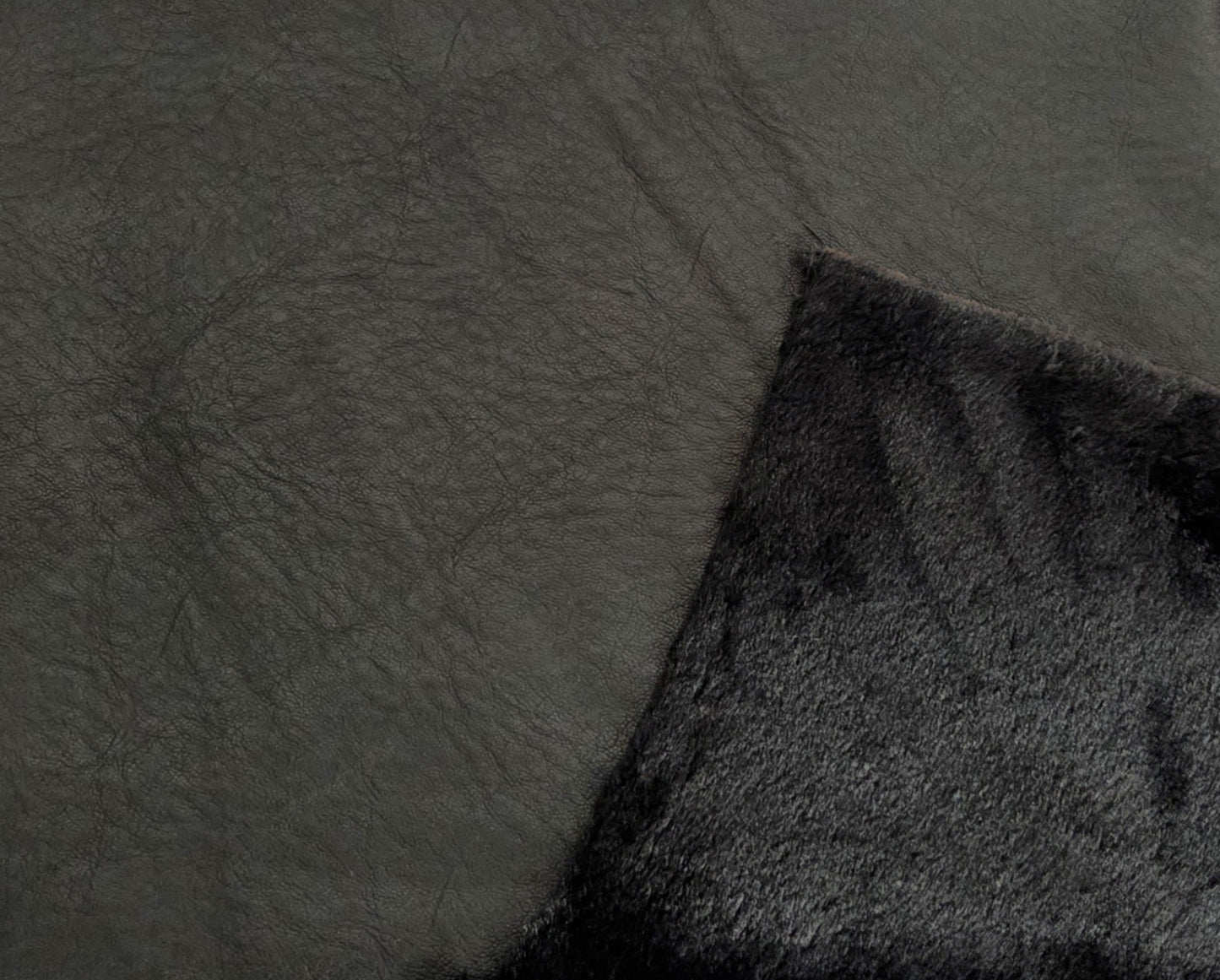 Black Vegan Leather One Side Faux Fur Knit