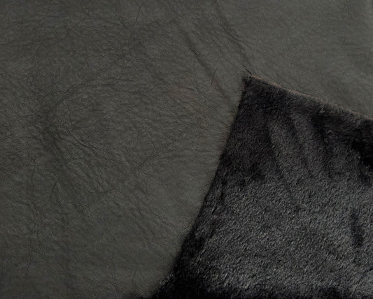 Black Vegan Leather One Side Faux Fur Knit