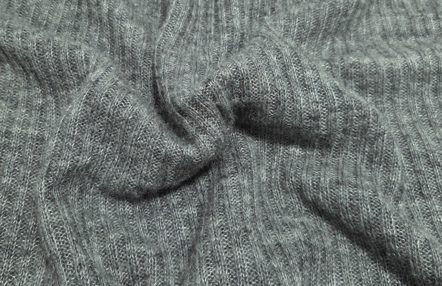 Ribbed Sweater Knit Fabric Wool Blend Gray