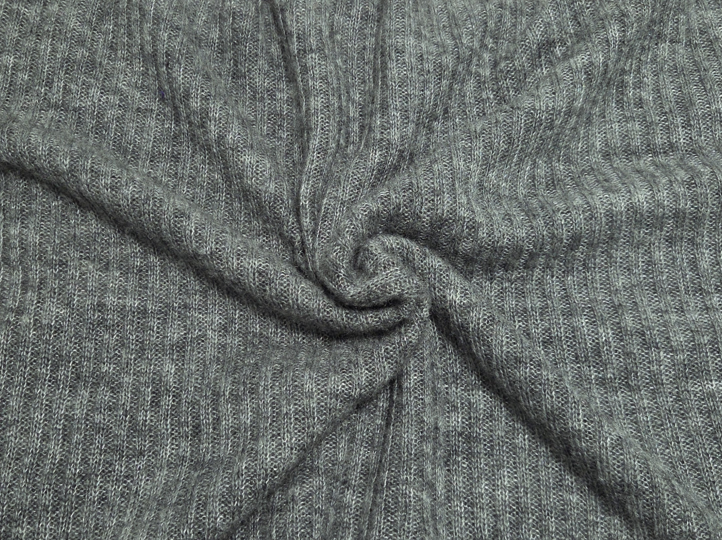 Ribbed Sweater Knit Fabric Wool Blend Gray