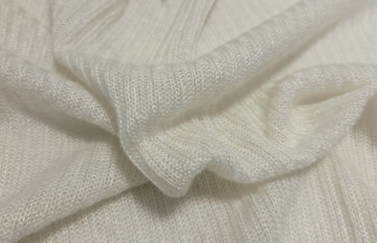 Ribbed Sweater Knit Fabric Wool Blend Ivory