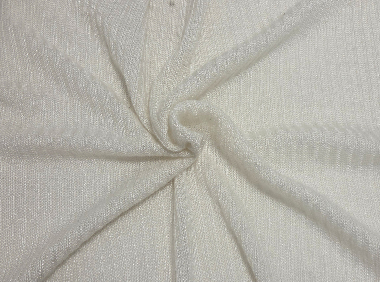 Ribbed Sweater Knit Fabric Wool Blend Ivory