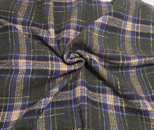 deadstock olive purple wool blend knit fabric by the yard and wholesale in los angeles for jackets, dresses, coats