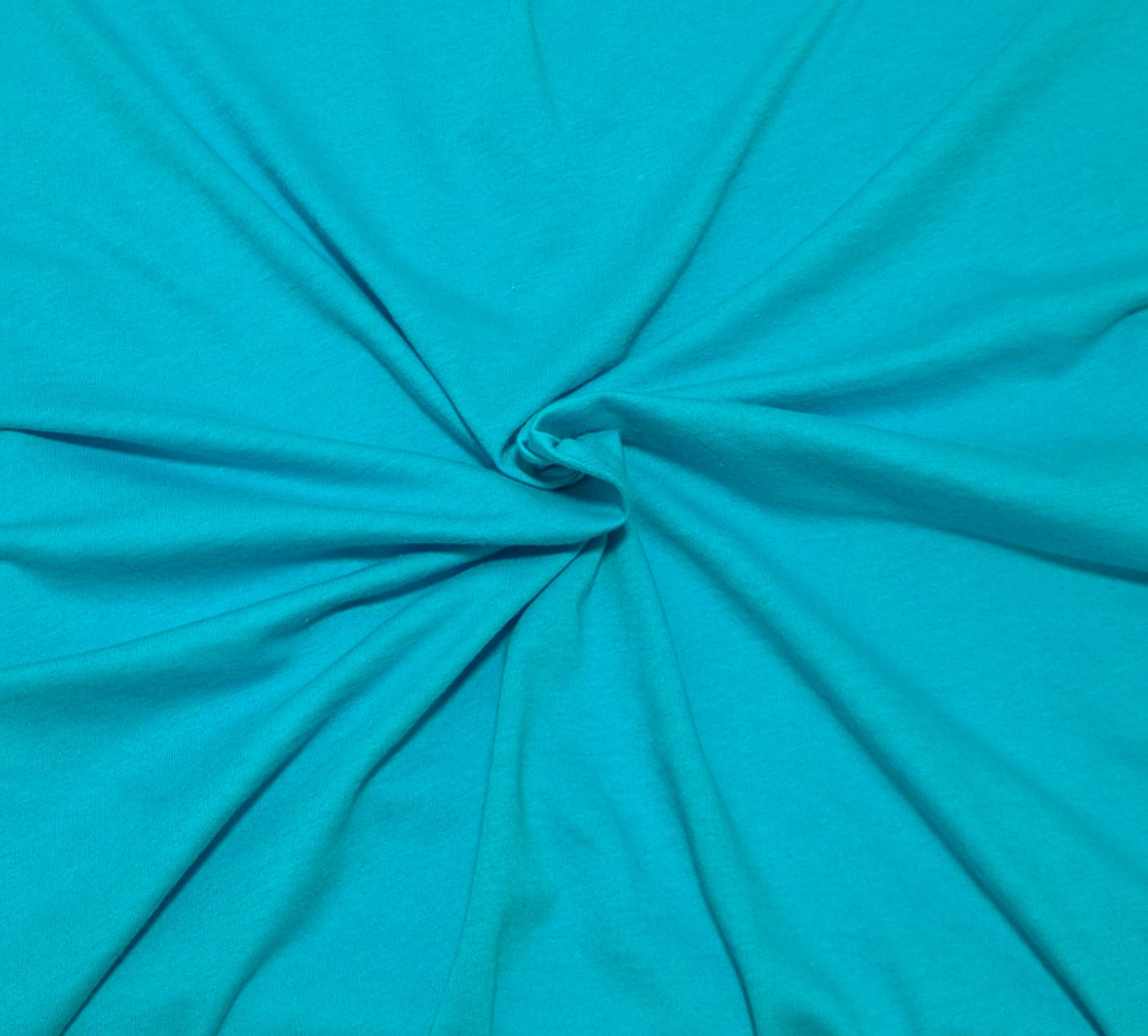 Turquoise cotton jersey knit fabric by the yard for t shirts, oversized shirts headbands baby clothes