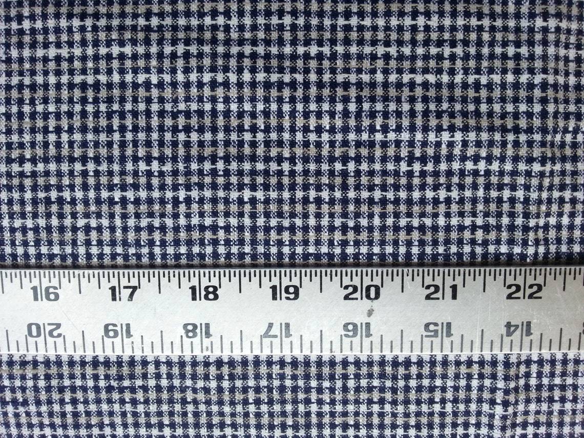 Navy Taupe White Yarn Dye Gingham Linen Cotton