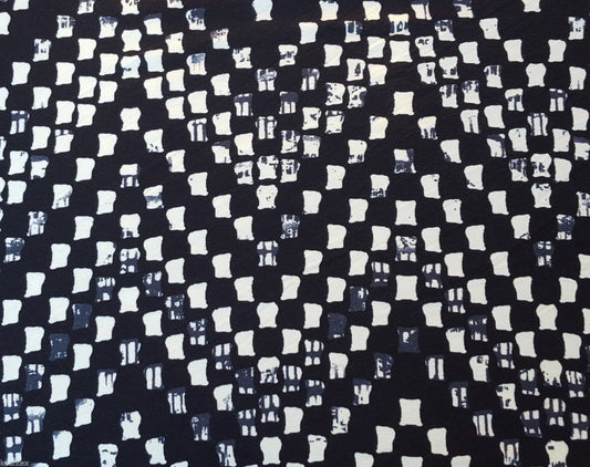 Dark Navy Beige Geometric Print Rayon Spandex 12/15