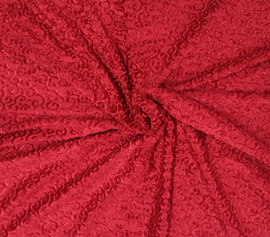Red Swirls Stretch Velvet Jacquard