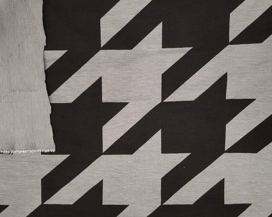 Black Gray Houndstooth Ponte De Roma Knit Viscose Rayon Spandex