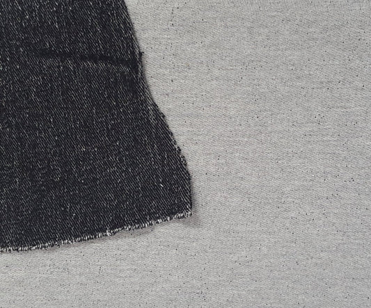 Gray Black Yarn Dye French Terry Knit Cotton Blend