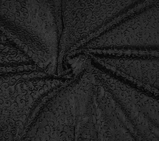 Black Swirls Stretch Velvet Jacquard
