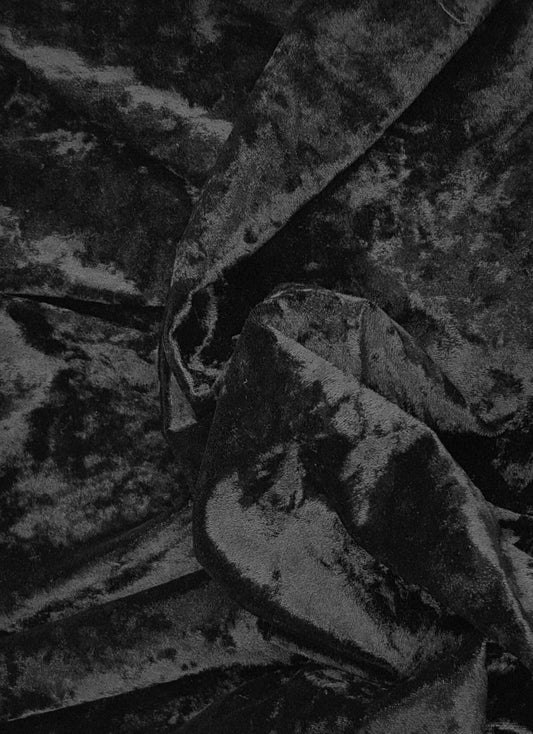 Black Crushed Panne Stretch Velvet